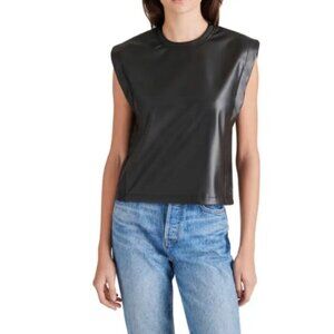 STEVE MADDEN Faux Leather Muscle Tee L
